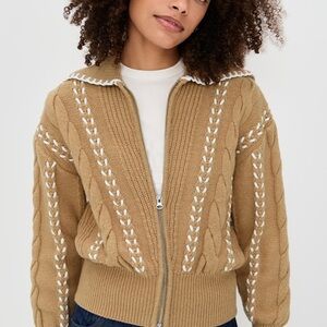 New Rails whipstitch lune long sleeve cardigan in Camel -medium
